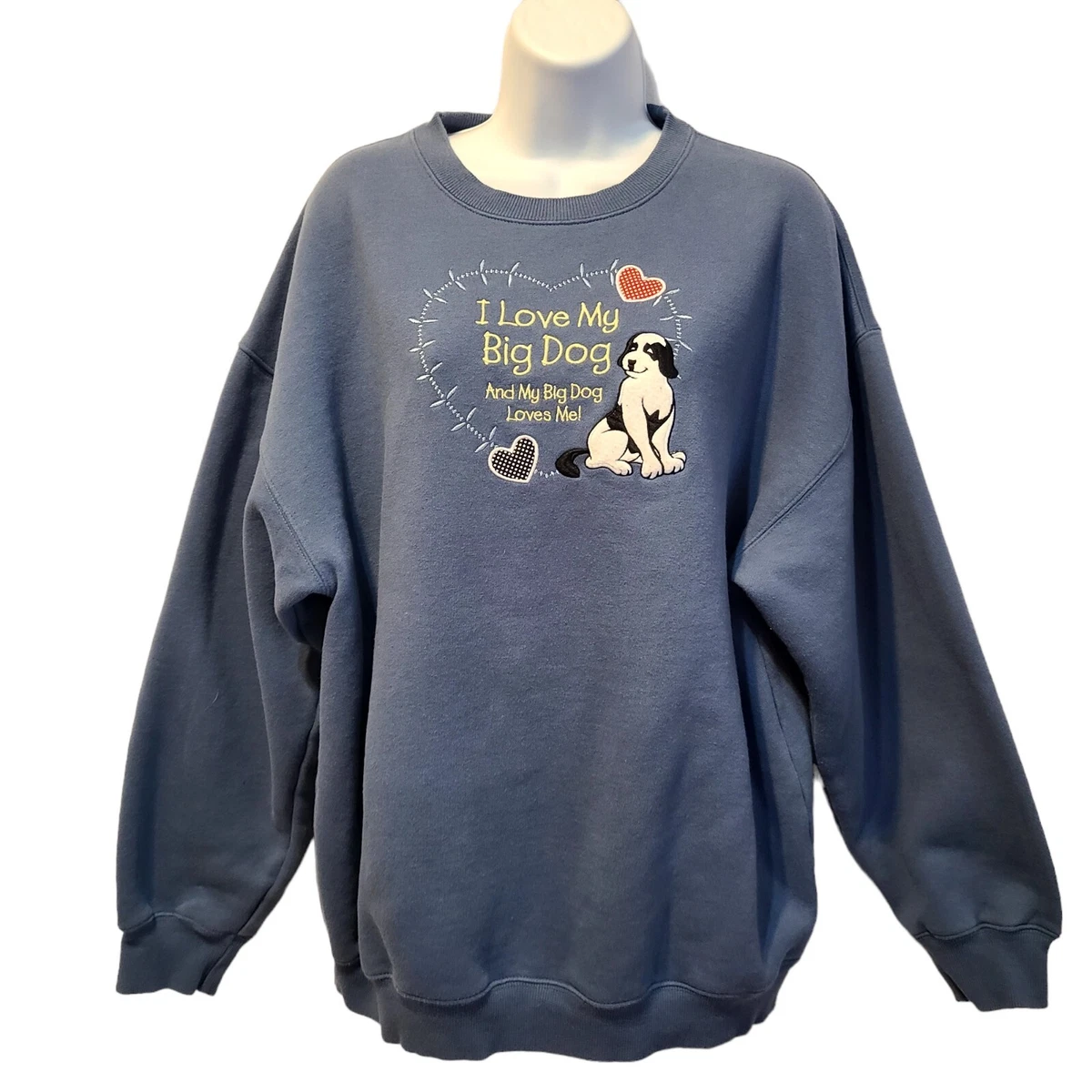 Vintage Big Dogs Sweatshirt Size Medium Blue Embroidered Heart I
