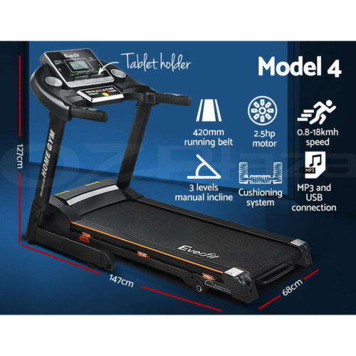 Everfit Electric Treadmill Auto Incline Home Gym Exercise Run Machine Fitness - Picture 4 of 102