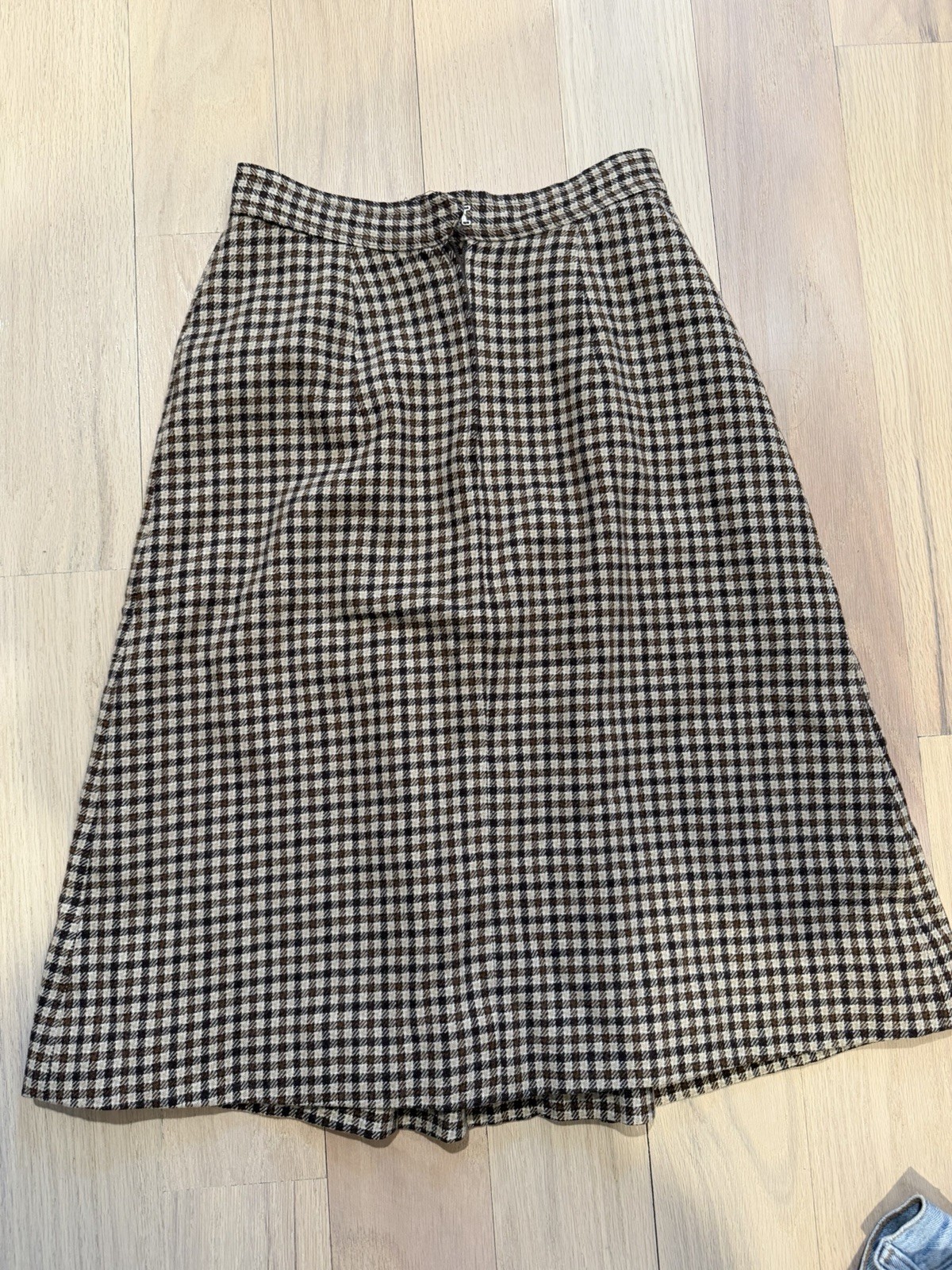 Vintage Evan-Picone Wool Skirt MIDI Women Camel Brown, Neutral, XXS/XS,