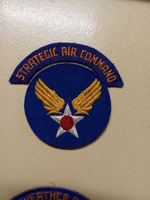 WW2 FELT US ARMY AIR FORCE PATCH AND TAB  STRATEGIC AIR COMMAND WWII NO GLOW
