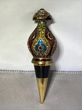 JAY STRONGWATER ARABESQUE WINE STOPPER GOLDEN AMBER BASE BOX SWAROVSKI