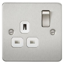 Image of Knightsbridge 13A Switched Wall Socket 3 Pin Br/Chrome White Insert  - FP7000BCW