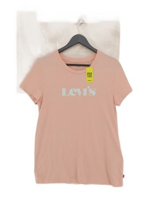 Levi s Damen T-Shirt M Rosa Grafik 100% Baumwolle Kurzarm Rundhals Basic