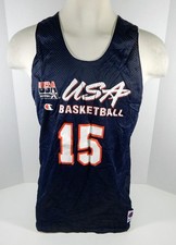 1990s Team USA Basketball #15 Game Issued Blue Reversible Practice Jersey XL 360