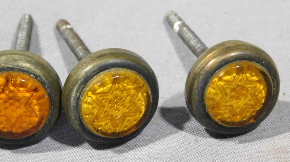 Antiguo juego de 4 tornillos de atar cortinas victorianas cortinas sulfuro vidrio estrellas Foto 2 de 4