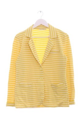 MUNICH FREEDOM Jerseyblazer Damen Blazer Gr. DE 36 blassgelb-weiß Casual-Look