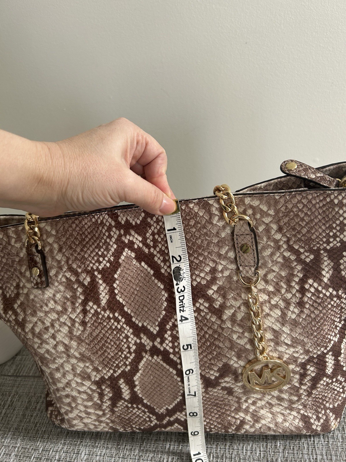 Michael Kors Brown Python Print Tote Large Should… - image 6