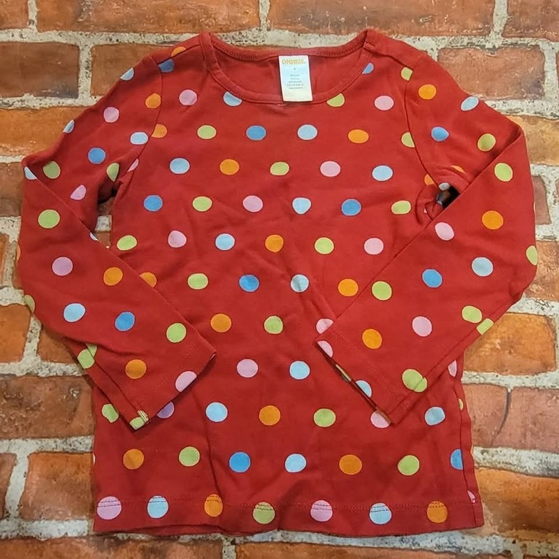 Gymboree Girls Cozy Cutie Polka Dot Long Sleeve Red Shirt Sz 4 Guc