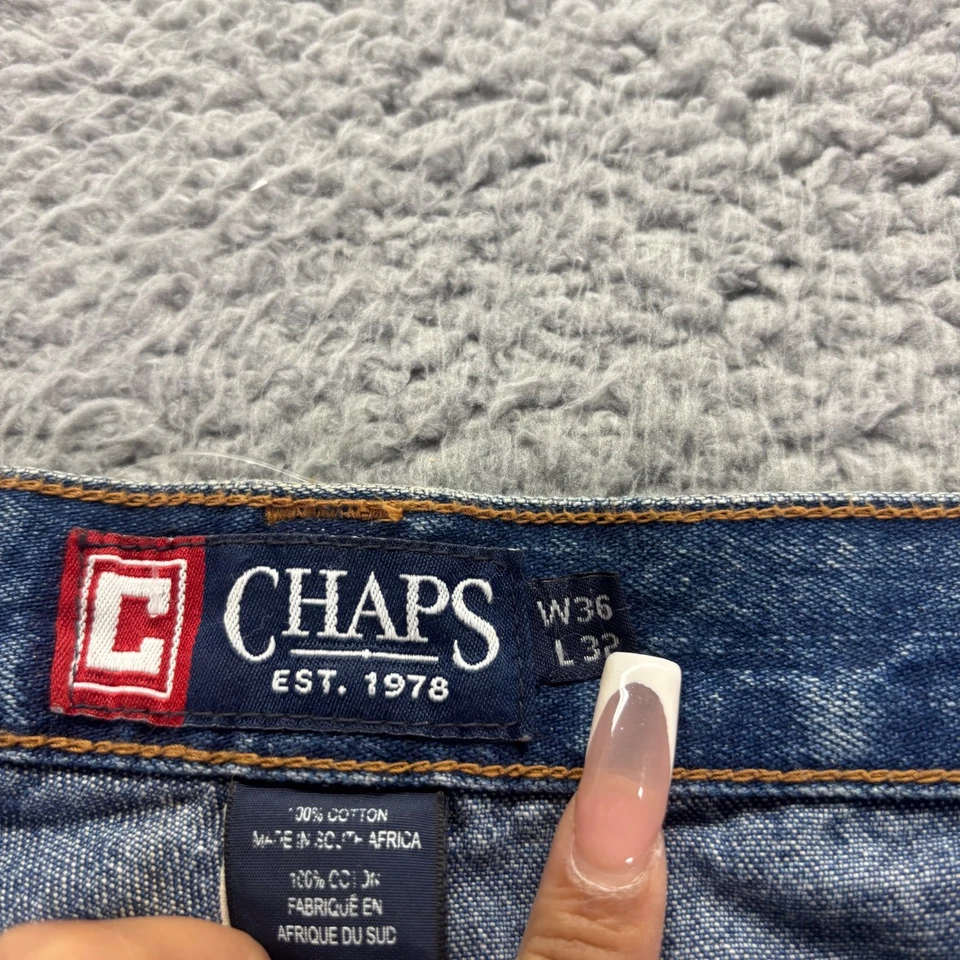 Vintage Chaps Jeans Mens 36x32 Blue Medium Wash Cotton Loose Carpenter Baggy - Image 4 of 4