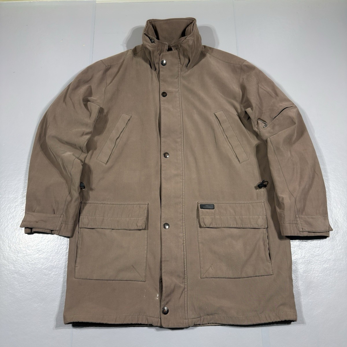 Vintage 90s Giorgio Armani Brown Hooded Canvas Utility Field
