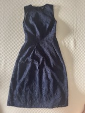Warehouse Navy Floral Lace Fit & Flare Knee Length Dress UK 8 Sleeveless