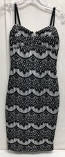 Women's Guess Black & White Lacy Sleeveless Cocktail Dress Size Small