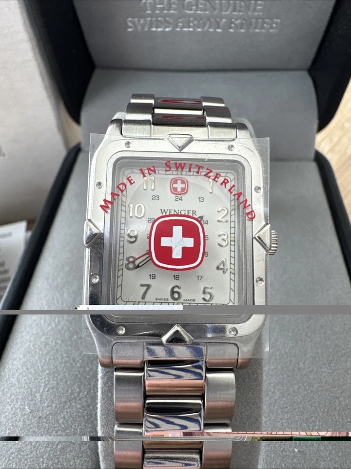WENGER Woman's Watch Swiss Army Rectangle Stainless Steel 092.0879 RARE Bracelet - image 2 of 4