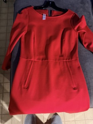 spanx a line dress Perfect A-line 3/4 Sleeve Round Neck True Red Knee Length Size S Kira mini dress red Womens Spanx Airessentials Draped Sizes:12 backless wedding dresses