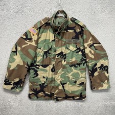 Vintage US Army M65 Field Jacket Mens Medium Woodland Camo Golden Mfg 90s USA