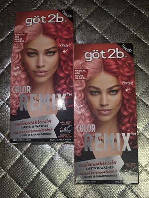 Got2b Color Remix Semi-Permanent Hair Color Kit 092 Radical Red Dye 2 Box Lot 2