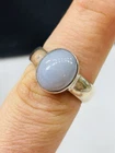 Silver and opal cabochon ring UK size P/Q never worn