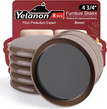 Yelanon Furniture Sliders - 8 Pcs-4 3/4” round Furniture Sliders for Carpet Furn