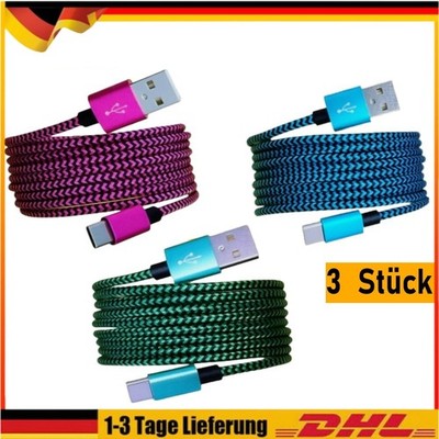 3xLadekabel USB TypC Datenkabel für Samsung Huawei Xiaomi Handy Schnellladekabel
