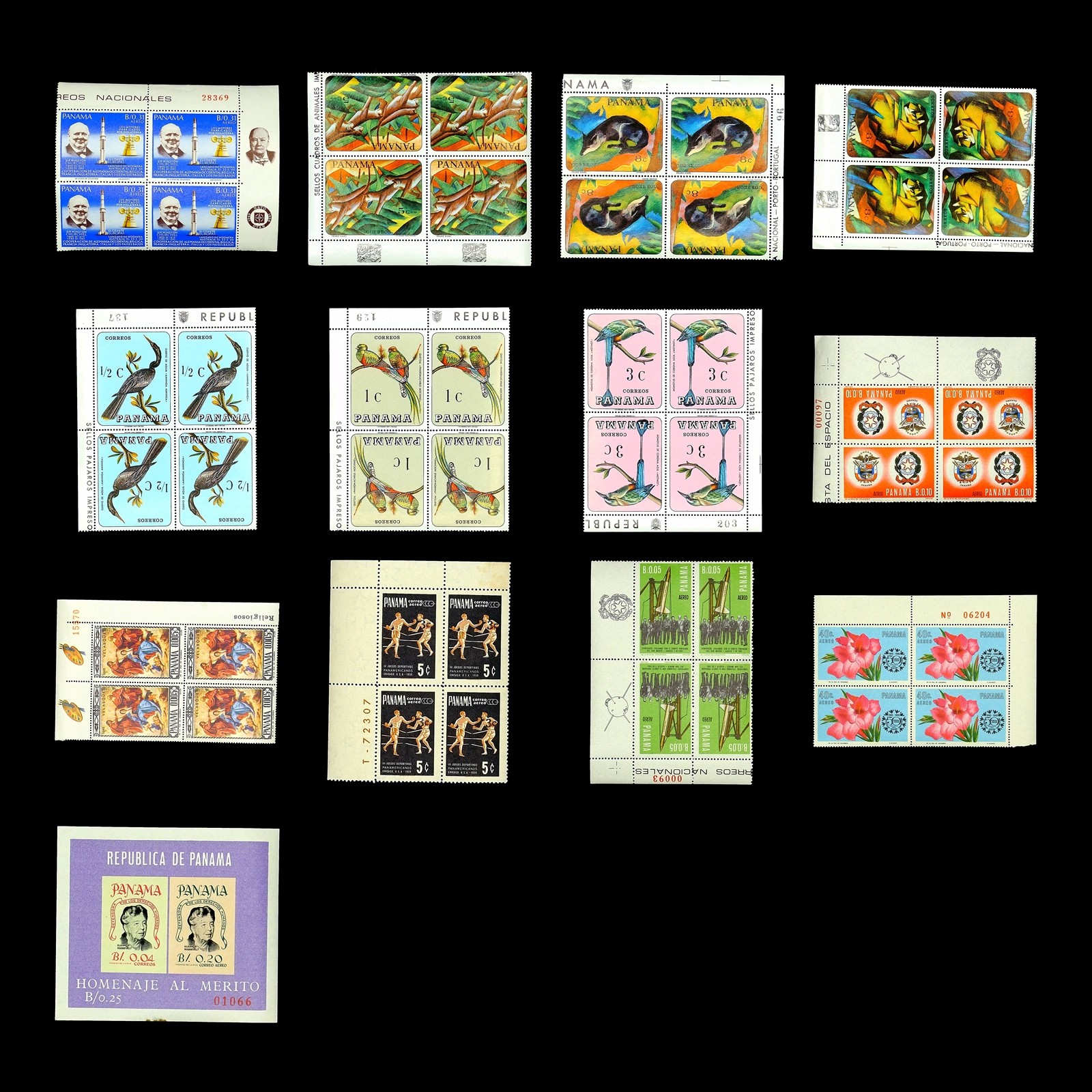 LSS Panama 12 Blocks and S/S Lot Mint NH