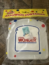 NEW VINTAGE WONDER BREAD DOTS LOGO SANDWICH HOLDER PLASTIC STORAGE CONTAINER.