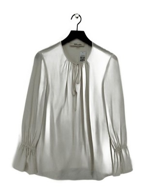 Diane von Furstenberg Damen Bluse UK 12 Creme 100% Seide Basic