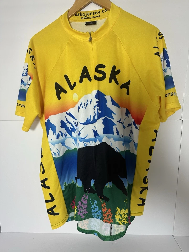 Camisa de ciclismo ALASKA Jersey Kathy Sarns manga curta 3/4 zíper bolsos traseiros XXL - Imagem 3 de 4