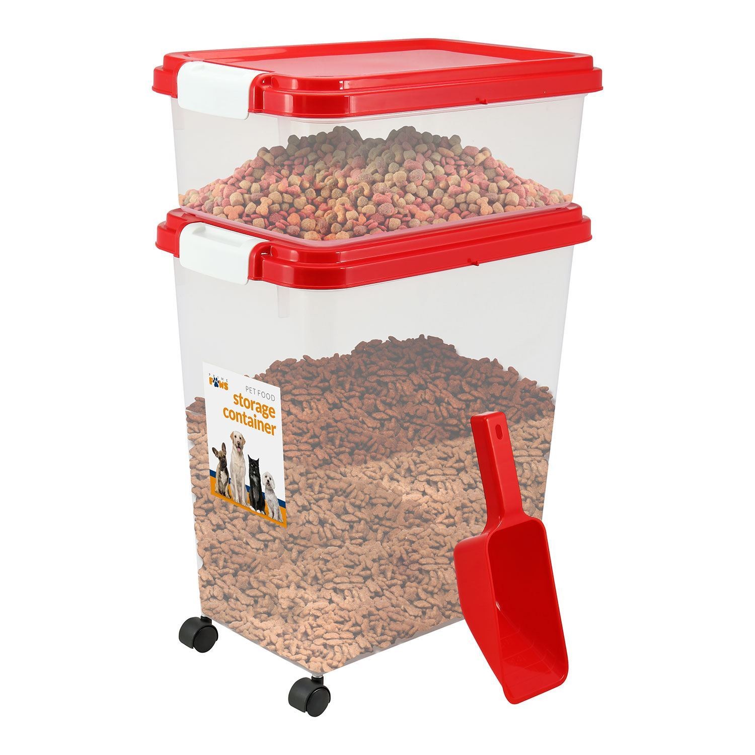 Pet Food Container Dog Cat Animal Storage Bin Dry Feed Bird Seed Red