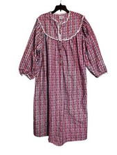 Lanz of Salzburg flannel nightgown 3X Vintage red white floral