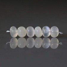7mm Ceylon White Moonstone Beads - Smooth Rondelle Natural Gemstone 6 Pcs DIY