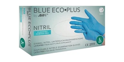 AMPRI Einweghandschuhe Blue Eco Plus Größe L blau Nitril EN 374, EN 455, EN 2...