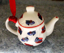 Gatlinburg TN Red Hat Society Mini Teapot Christmas Ornament EUC