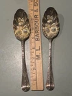 c.1730 George II London English Sterling Silver Berry spoons ornate 7.75”