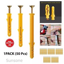 50PCS Wall Plugs for Plasterboard Assorted 5mm 6mm 8mm 10mm Raw  Heavy Duty