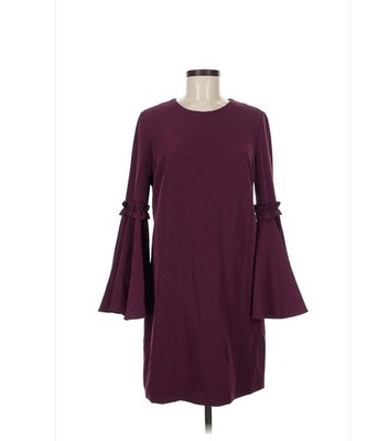 Milly Bell Sleeve Dress Wine Burgundy Mini Sz 8