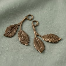 Brass Beech Leaf Charms: Antiqued Double-Sided Botanical Nature 6-Pack USA Made