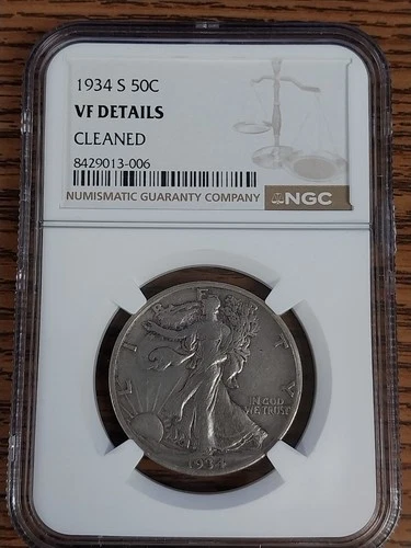 1934 s Walking Liberty Half Dollar NGC VF DETAILS CLEANED
