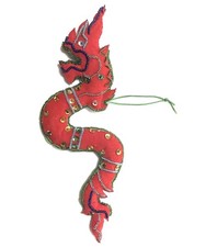 Chinese Dragon Ornament Beaded Cloth 7.5”  Asian Christmas Ornament Decor