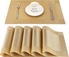 Platzdecken Set 6 Stück PVC 45x30cm Gold Rutschfest