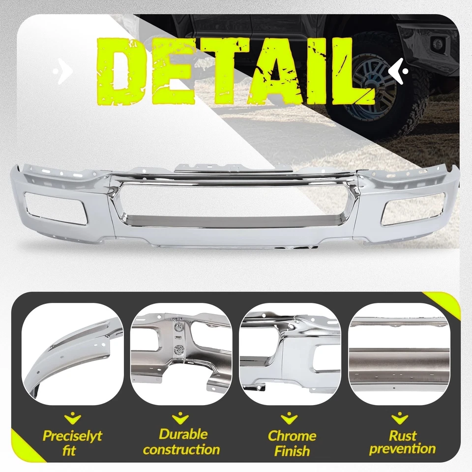 Front Bumper Face Bar For Ford F150 Lincoln Mark LT 2004-06 With Fog Light Holes - Image 4 of 4