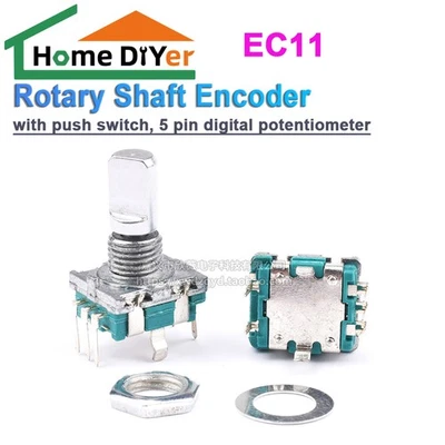 HOME DIYER Drehgeber EC11, mit Druckschalter, 5-poliges Digitalpotentiometer