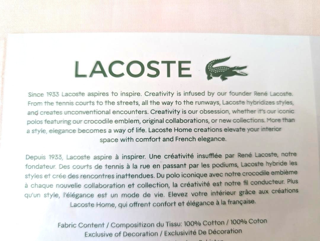 Lacoste 100% Cotton Percale Sheet Set Twin Iced Pink Solid Bedding NEW thumbnail 8