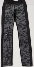 Under Armour Heatgear Compression Leggings Women Small Black Green Geo Pull On