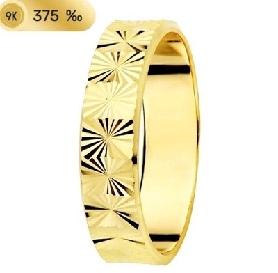 Alianza oro 9k 375 mls. Talla Estrellas. Ancho 4 MM. Medida 28