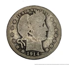 1914 S Barber Silver Quarter Dollar 25c US American Coin San Francisco Mint