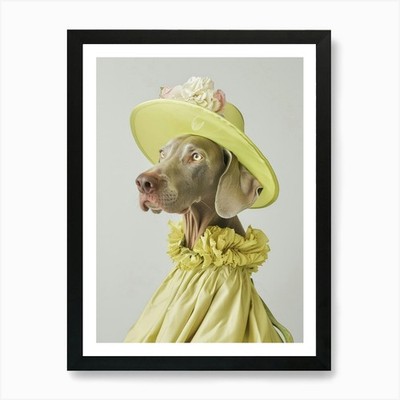 Hund im Kleid Kunstdruck gerahmt Wandbild Poster Leinwanddruck Bild