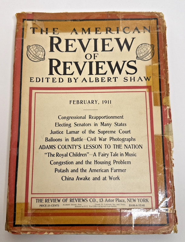 The American Review Of Reviews Magazine February 1911, Albert Shaw Edited