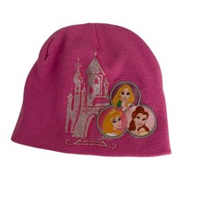 Disney Princess Beanie Hat Girl's One Size Pink Belle Aurora Rapunzel WInter