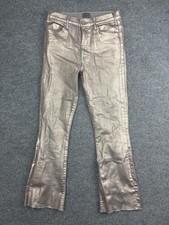 Mother The Hustler Ankle Fray Jeans Womens 28 Gold Mid Rise Flare 29x27.5 Denim