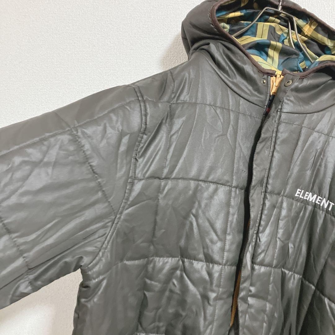 Reversible ELEMENT batting jacket check brown L - image 5